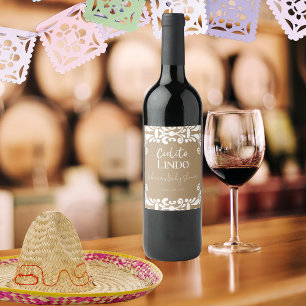 Cielito Lindo Talavera Mexican Fiesta Baby Shower Wine Label