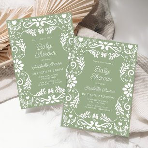 Cielito Lindo Talavera Mexican Green Baby Shower Invitation