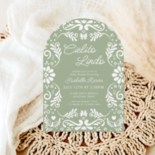 Cielito Lindo Talavera Mexican Green Baby Shower Invitation