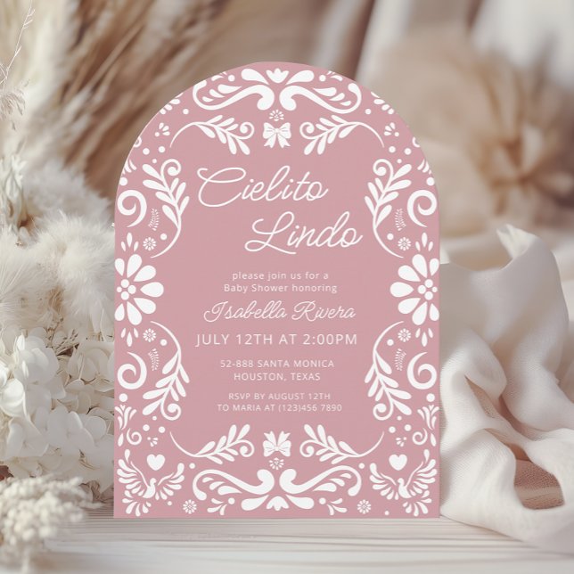Cielito Lindo Talavera Mexican Pink Baby Shower Invitation (Creator Uploaded)