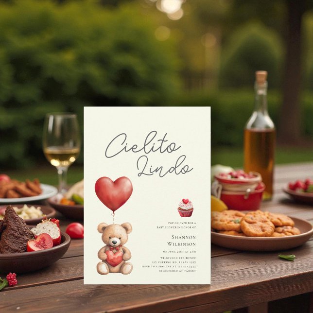 Cielito Lindo teddy heart baby shower Invitation (Creator Uploaded)