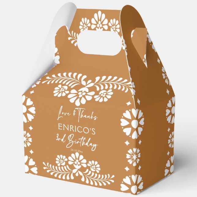 Cielito lindo terracotta 3rd birthday favours favour box (Front)