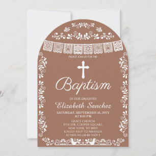 Cielito Lindo Terracotta Girl Baptism Invitation