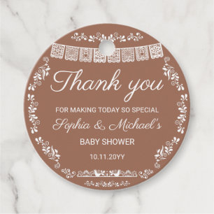 Cielito Lindo Terracotta Papel Picado Baby Shower Favour Tags