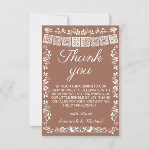 Cielito Lindo Terracotta Papel Picado Baby Shower Thank You Card