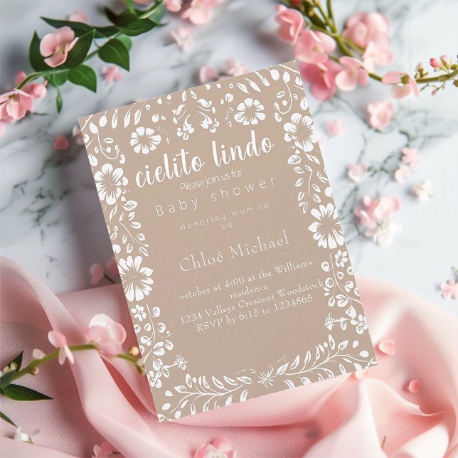 cielto  lindo Papel picado baby shower  Invitation (cielito lindo baby shower Invitation card
Natural baby shower invitation 
Mexican inspired )