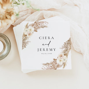 CIERA Bohemian Dry Floral Pampas Wedding Napkin