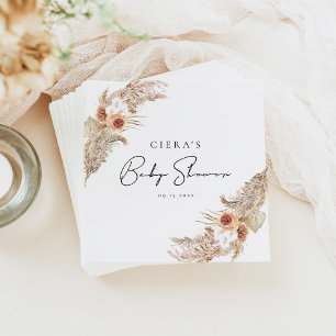 CIERA Bohemian Terracotta Pampas Baby Shower  Napkin