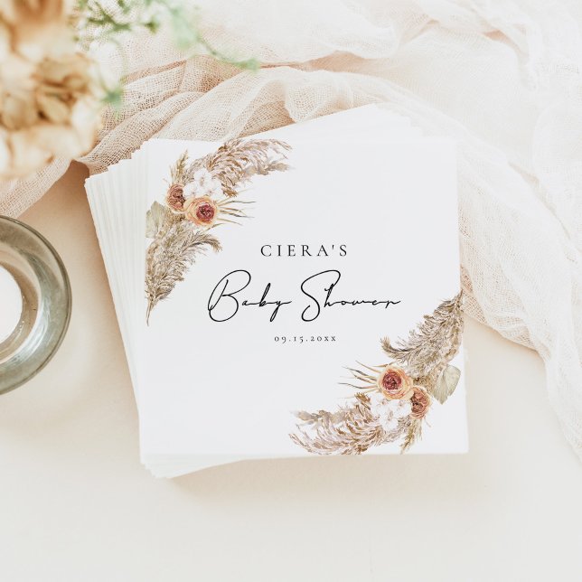 CIERA Bohemian Terracotta Pampas Baby Shower  Napkin (Creator Uploaded)