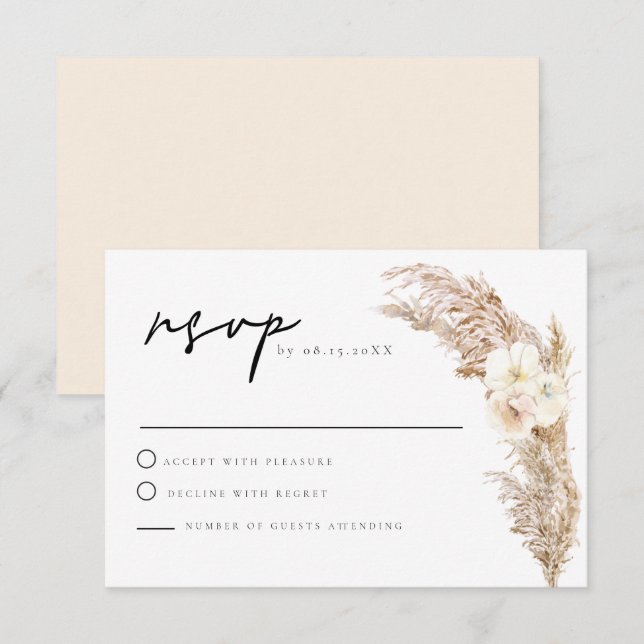 CIERA Boho Dry Pampas Grass RSVP Card (Front/Back)