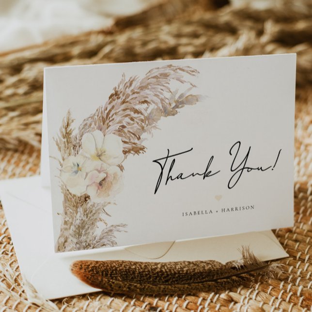 CIERA Boho Dry Pampas Grass Thank You Card (Creator Uploaded)