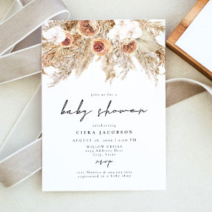 CIERA Boho Terracotta Floral Pampas Baby Shower Invitation