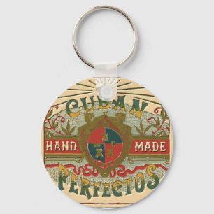 Cigar Ad for Cuban Perfectos Tobacco Label Key Ring
