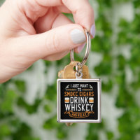 Cigar and Whiskey Quote keychain