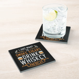 Cigar and Whiskey Quote Zippo Lighter Glass Coaster