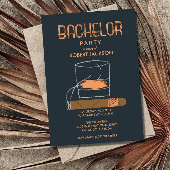 Cigar and Whisky Bachelor Party Invitation (Creator Uploaded)