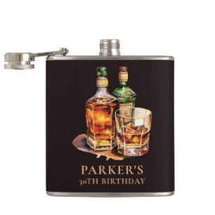 Cigar and Whisky Men's Birthday Favour Hip Flask