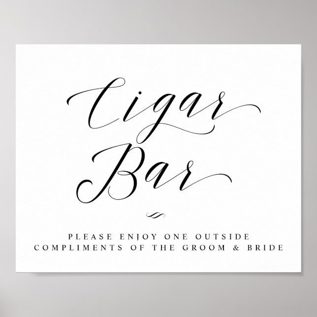 Cigar Bar Calligraphy Script Simple Wedding Sign (Front)