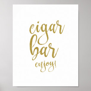 Cigar Bar Gold Glitter 8x10 Wedding Sign