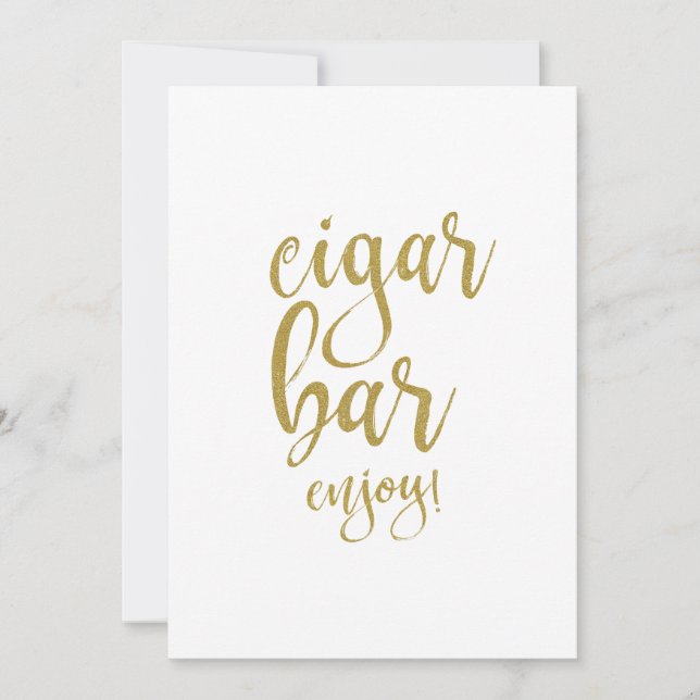 Cigar Bar Gold Glitter Affordable Wedding Sign Invitation (Front)