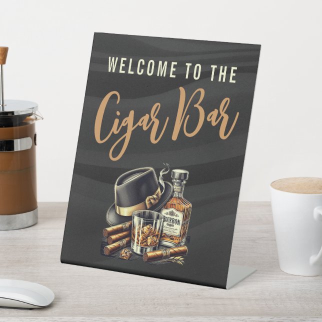 Cigar Bar Pedestal Sign (In SItu)