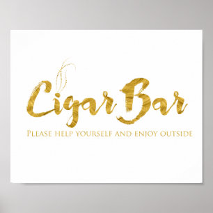 Cigar Bar Sign - Faux Gold Foil Shimmer