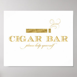 Cigar Bar Sign - Faux Gold Foil Shimmer
