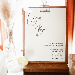 Cigar Bar Sign, Modern Minimalist Wedding Poster