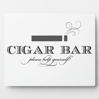 Cigar Bar Sign Table Easel - White and Black Plaque