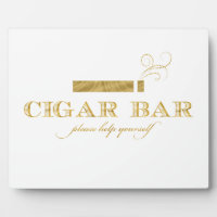 Cigar Bar Sign Table Easel - White and Gold