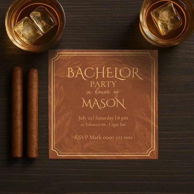 Cigar Bar Theme Bachelor Party Invitation (Creator Uploaded)