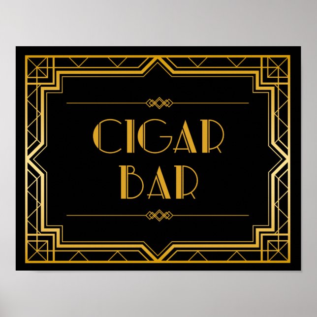 Cigar Bar Wedding Sign | Gatsby Art Deco (Front)