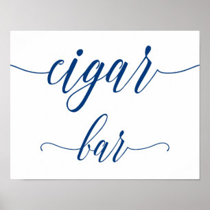 Cigar Bar Wedding Sign in Navy Blue Calligraphy