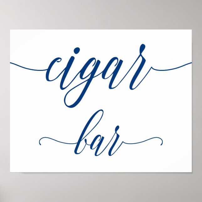 Cigar Bar Wedding Sign in Navy Blue Calligraphy (Front)