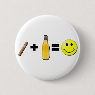 Cigar + Beer = Happiness 6 Cm Round Badge