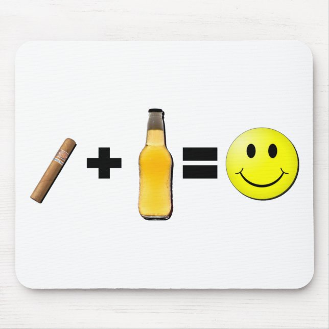 Cigar + Beer = Happiness Mouse Pad (Front)