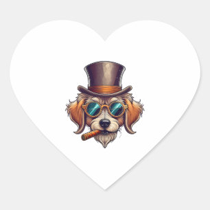 Cigar Dog   Heart Sticker