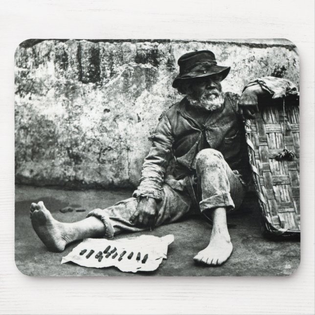 Cigar-end Seller, c,1865 (b/w photo) Mouse Pad (Front)