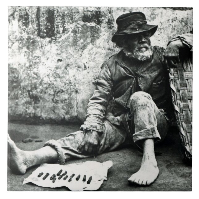 Cigar-end Seller, c,1865 (b/w photo) Tile (Front)