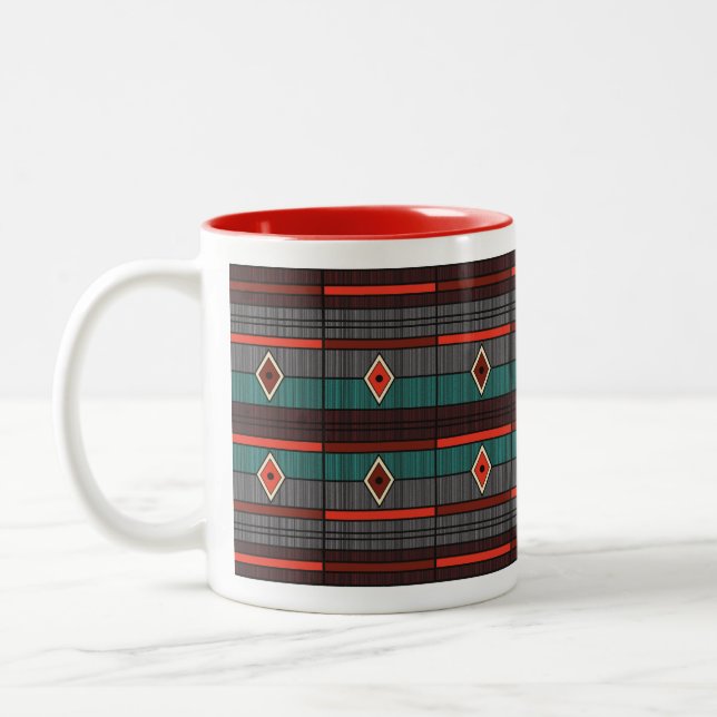 Cigar Lounge Diamond Stripe Two-Tone Coffee Mug (Left)