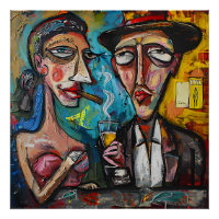 Cigar Lounge Femme Fatale Abstract Expressionism
