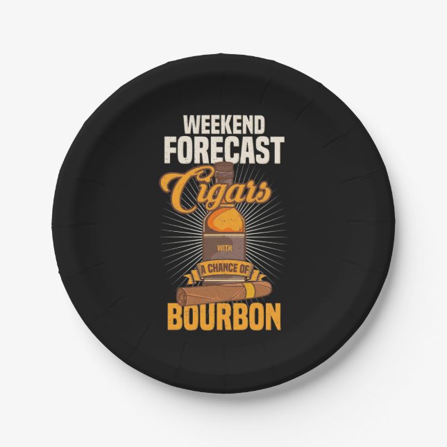 Cigar Lover | Weekend Forecast Cigars Paper Plate (Front)