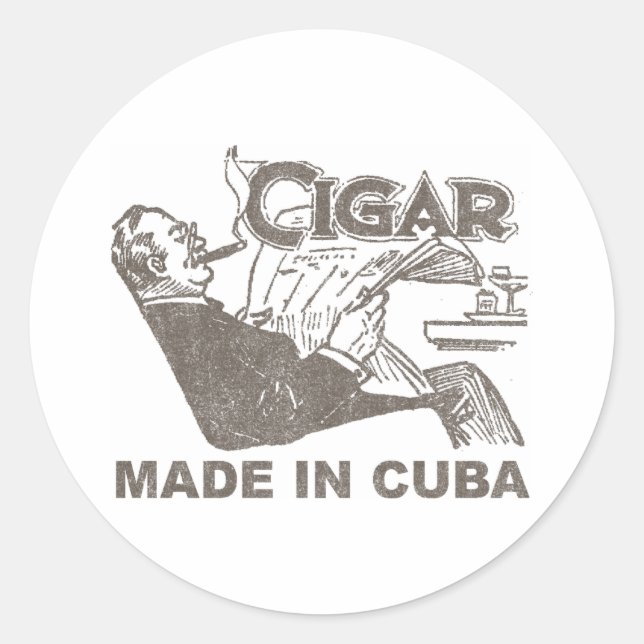 Cigar Made In Cuba Classic Round Sticker (Front)