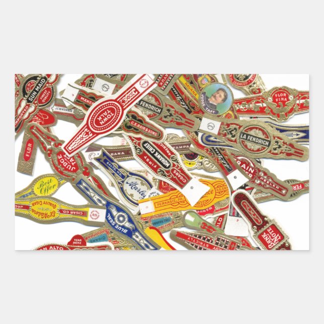 Cigar Ring Wrappers Rectangular Sticker (Front)