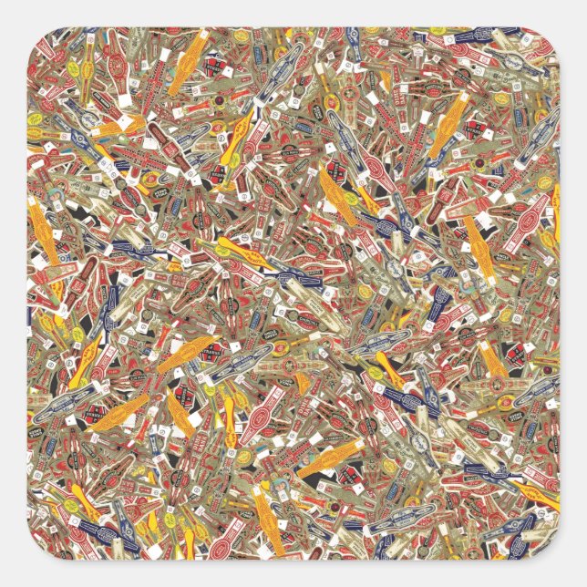 Cigar Ring Wrappers Square Sticker (Front)