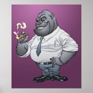 Cigar Smoking Business Man Boss Gorilla by Al Rio Poster