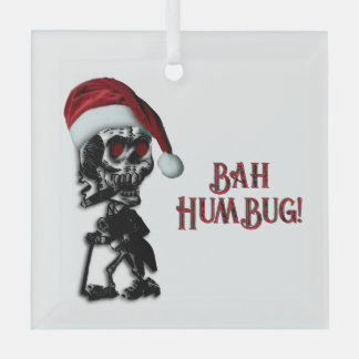 Cigar Smoking Christmas Skeleton Humbug Glass Tree Decoration