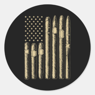 Cigar smoking lover smoker usa flag american funny classic round sticker
