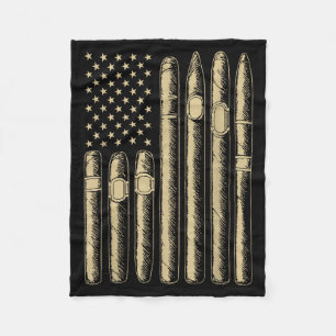 Cigar smoking lover smoker usa flag american funny fleece blanket