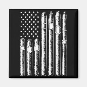 Cigar Smoking Lover Smoker USA Flag American Funny Magnet